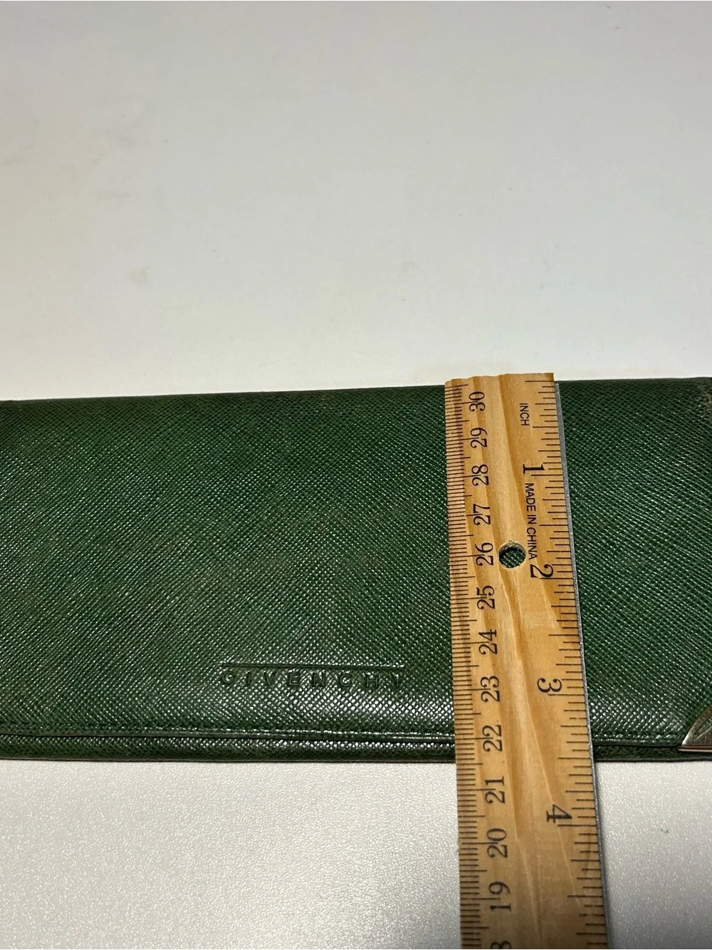 Givenchy Dark Green Leather bifold Wallet Gold Corners